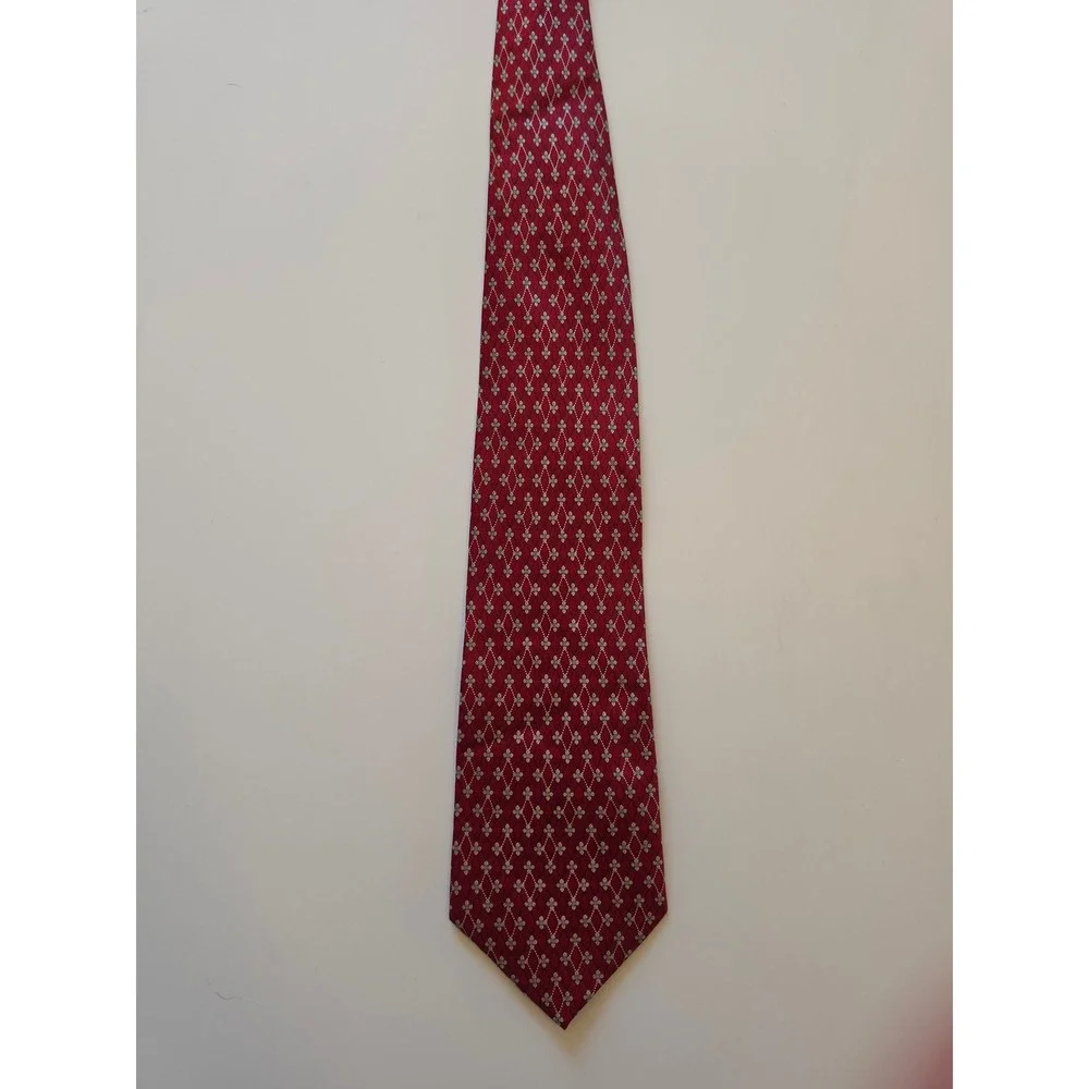 GUCCI‎ 100% Silk Italy Preppy Old Money Maximalist Geometric Floral Red Tie